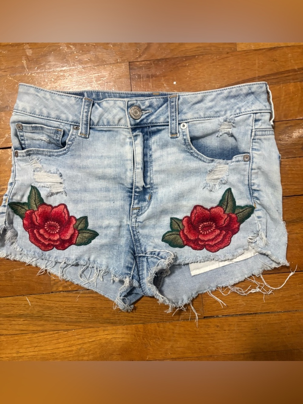 American Eagle Outfitters Light Wash High Waisted Denim Shorts